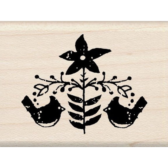 Inkadinkado Rustic Cardinals Wood Christmas Stamp for Christmas Cards and Invitations, 2'' L x 1.5'' W