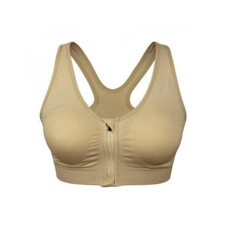 

Women Pure Color Plus Size Ultra-thin Large Bra Sports Bra Front Zipper Full Cup Padded Tops