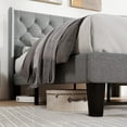 thumbnail image 5 of Allewie Queen Size Upholstered Platform Bed Frame with Fabric Wingback Button Tufted Headboard, Light Grey, 5 of 11