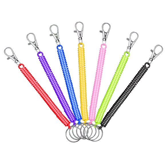 COMPUKAS 14Ud Llaveros Con Resorte Espiral Retráctil Multicolor Para Uso Exterior