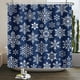 thumbnail image 3 of Cortina de ducha de poliéster con estampado navideño de copos de nieve de invierno para baño., 3 of 3