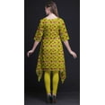 thumbnail image 5 of Bimba Yellow Damask Floral Asymmetric Kurta Indian Tunic Tops For Women Printed Indian Clothing XXX-Large, 5 of 6
