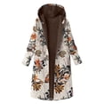 thumbnail image 1 of Veste à Capuche Zippée Imprimée Florale pour Femmes, Douce et Chaude, Manches Longues, Mode, 1 of 4