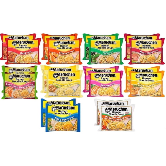 Ramen Noodle Soup Variety Pack MIx, 10 Flavors, 3 Ounce, 2 Packages each Flavor, Total 20 Packages