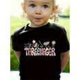 thumbnail image 1 of Girl'S Casual Summer T-Shirt - "THREENAGER" Graphic with Floral Design, Black, Soft & Stretchy Knit Top, Round Neck, Casual Wear|Playful Print|Comfortable Fit, 1 of 7