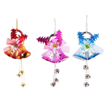 

3 Pcs Christmas Small Wind Chimes Double Bells Hanging Pendant Decor Christmas Tree Pendant Door Hanging (Gold Red Siv