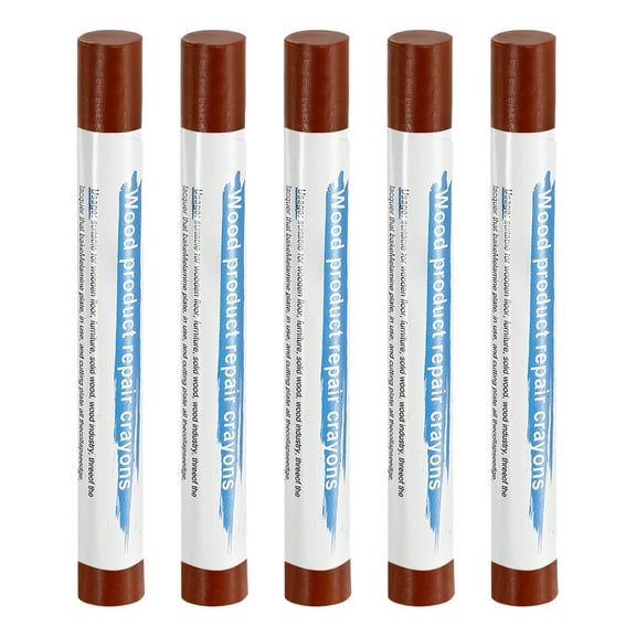 Uxcell 5pcs Wood Filler Sticks Wooden Wax Touch Up Furniture Repair Crayons for Scratch Cracks Hole Table Wood Floor, Dark Walnut