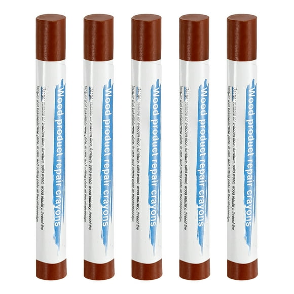 Uxcell 5pcs Wood Filler Sticks Wooden Wax Touch Up Furniture Repair Crayons for Scratch Cracks Hole Table Wood Floor, Dark Walnut