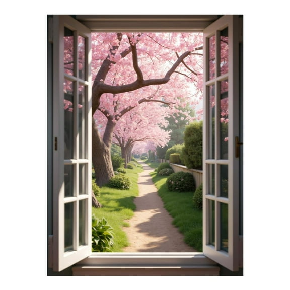 Diamond Art Kit for Adults, Cherry Blossom Pathway View Diamond Painting for Adults Beginners, DIY Diamond Art Painting Kits, 5D Diamond Painting Crafts for Home Decor 12x16 Frameless