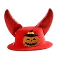 thumbnail image 3 of Gorro con cuernos para mascota de Halloween para perro y gato, decoración cómoda para fiestas, disfraz de Halloween para mascotas, fiestas temáticas Calabaza bruja roja, 3 of 8