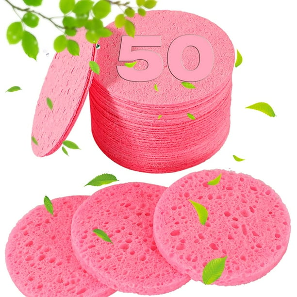 Esponjas faciales comprimidas para esteticistas, 50 unidades, esponjas de spa cosméticas profesionales de celulosa natural para limpieza facial, masaje, mascarilla exfoliante de poros, eliminación d