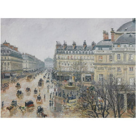 Trademark Fine Art "Place du Theatre Francais" 1898 Canvas Art by Camille Pissarro
