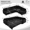 thumbnail image 3 of LLappuil Sectional Sofa Couch, Oversized Chenille Sofa with Pull Out Sofa Bed for Living Room Black, 3 of 11