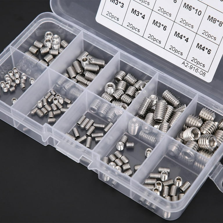 Grub Screw Hex Socket Screw 200pcs Stainless Steel Cup Point Hex