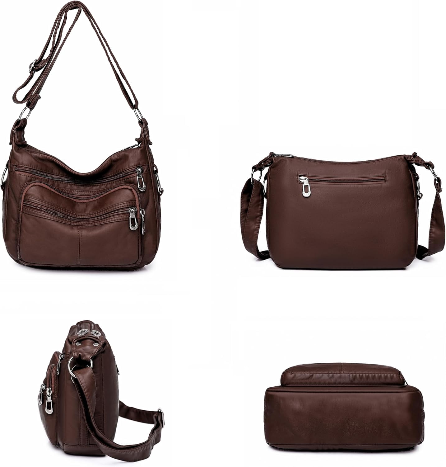 Tote Bags Crossbody for Women, Shoulder Purse Soft Leather Handbags Lightweight with Zip Closure Working Trave