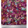 thumbnail image 1 of Soimoi Pink Viscose Chiffon Fabric Floral,American Robin & Bluebird Bird Fabric Prints by Yard 42 Inch Wide, 1 of 1