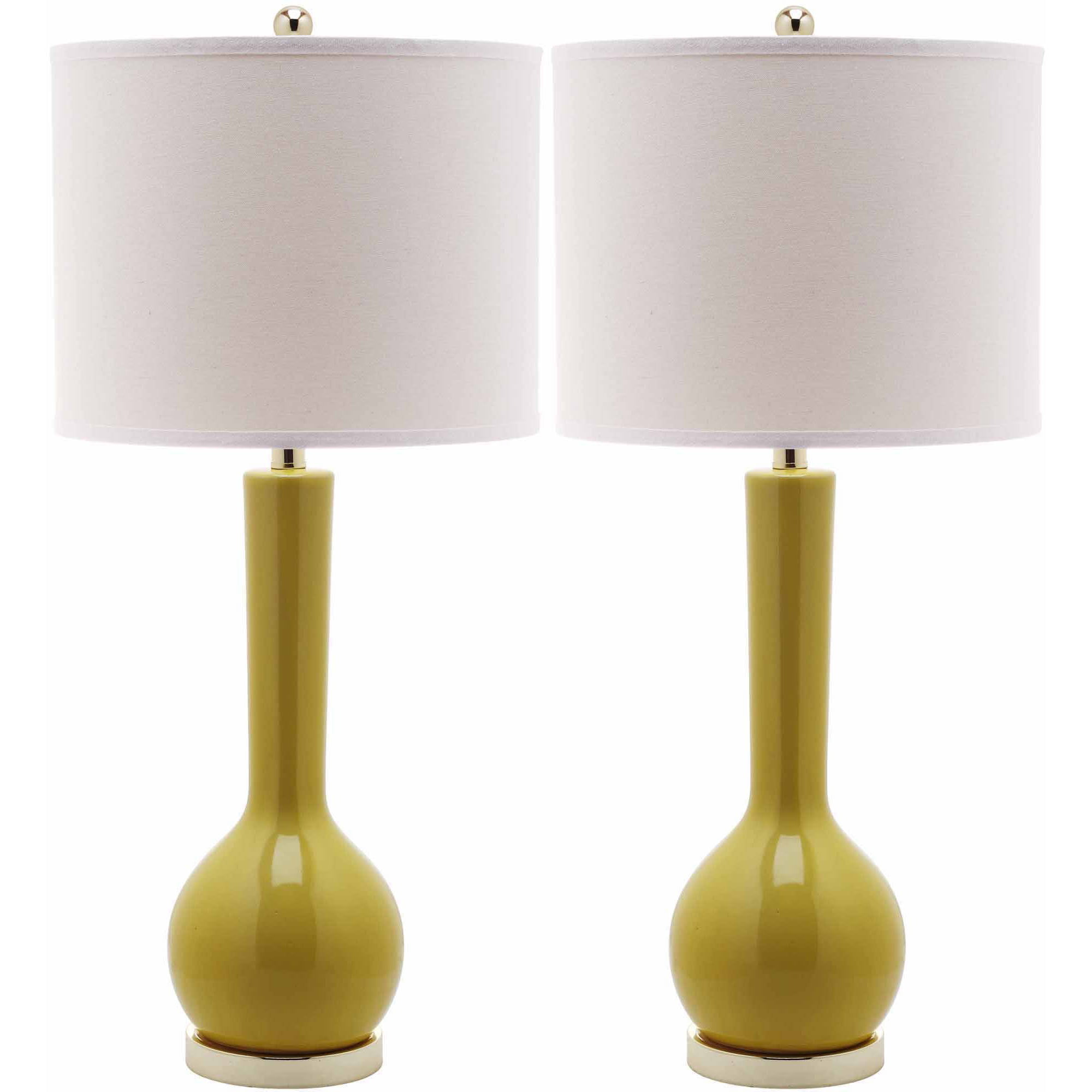 Long Neck Ceramic Table Lamp Set, Extra Wide Table Lamp