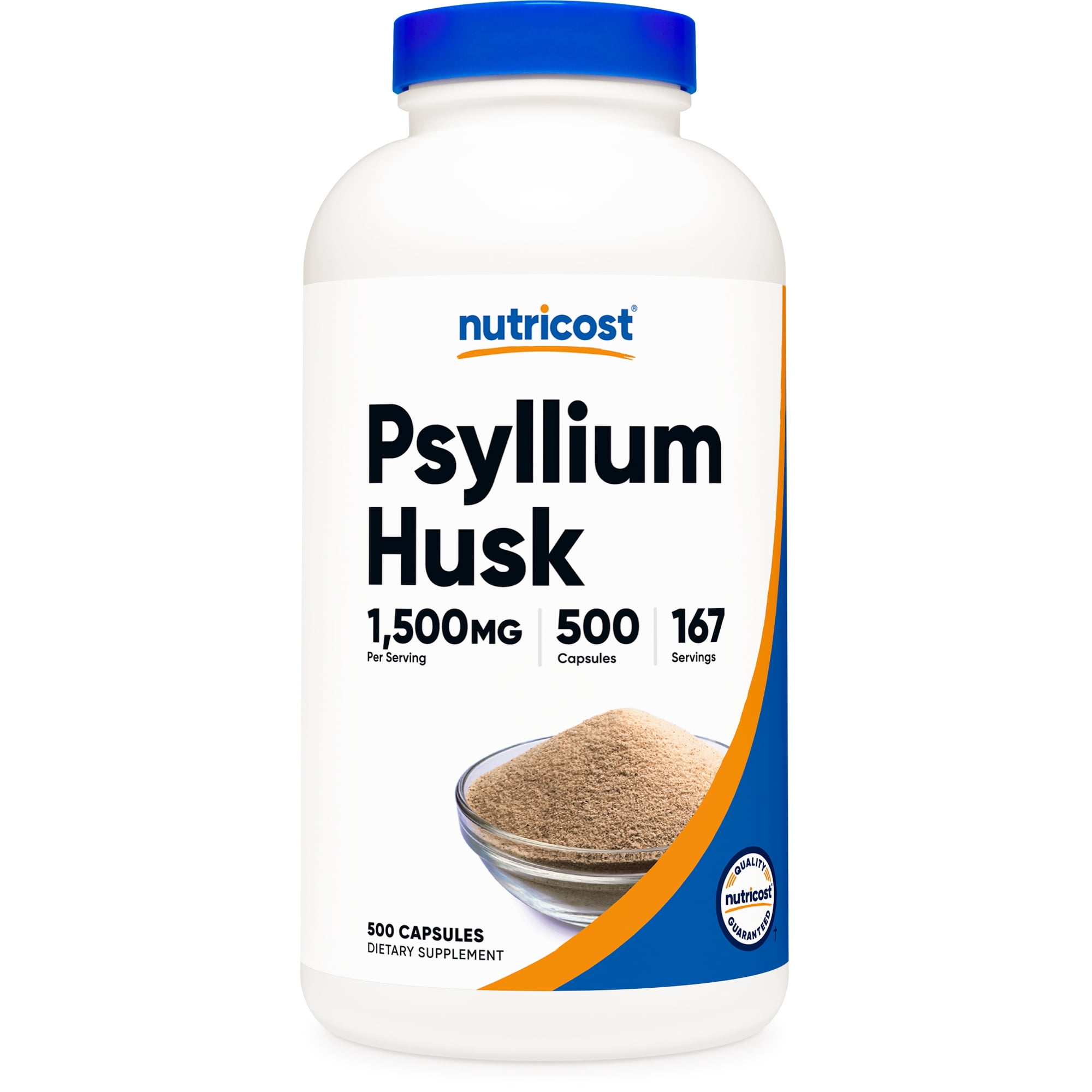 Nutricost Psyllium Husk 1500mg Per Serving, 500 Capsules - Non-GMO & Gluten Free Supplement