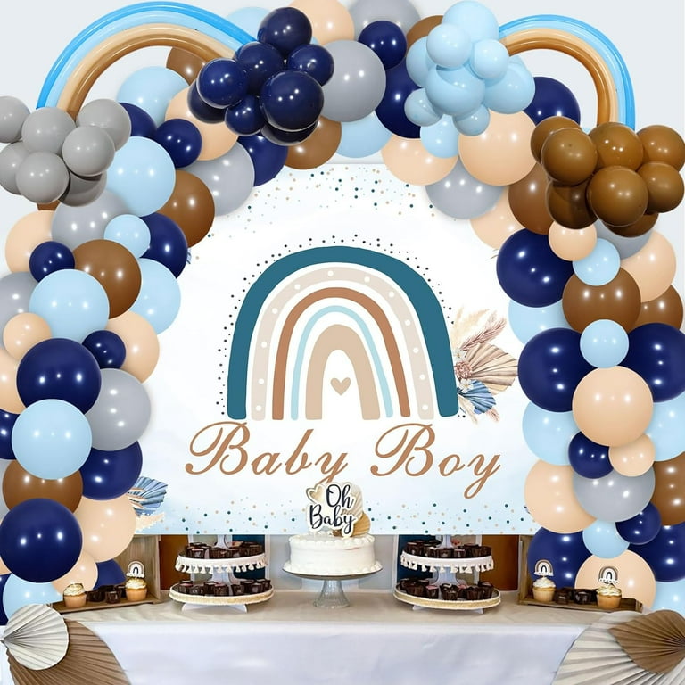 Baby Boy Baby Shower Blue White And Gold 122pcs Navy Blue Metallic