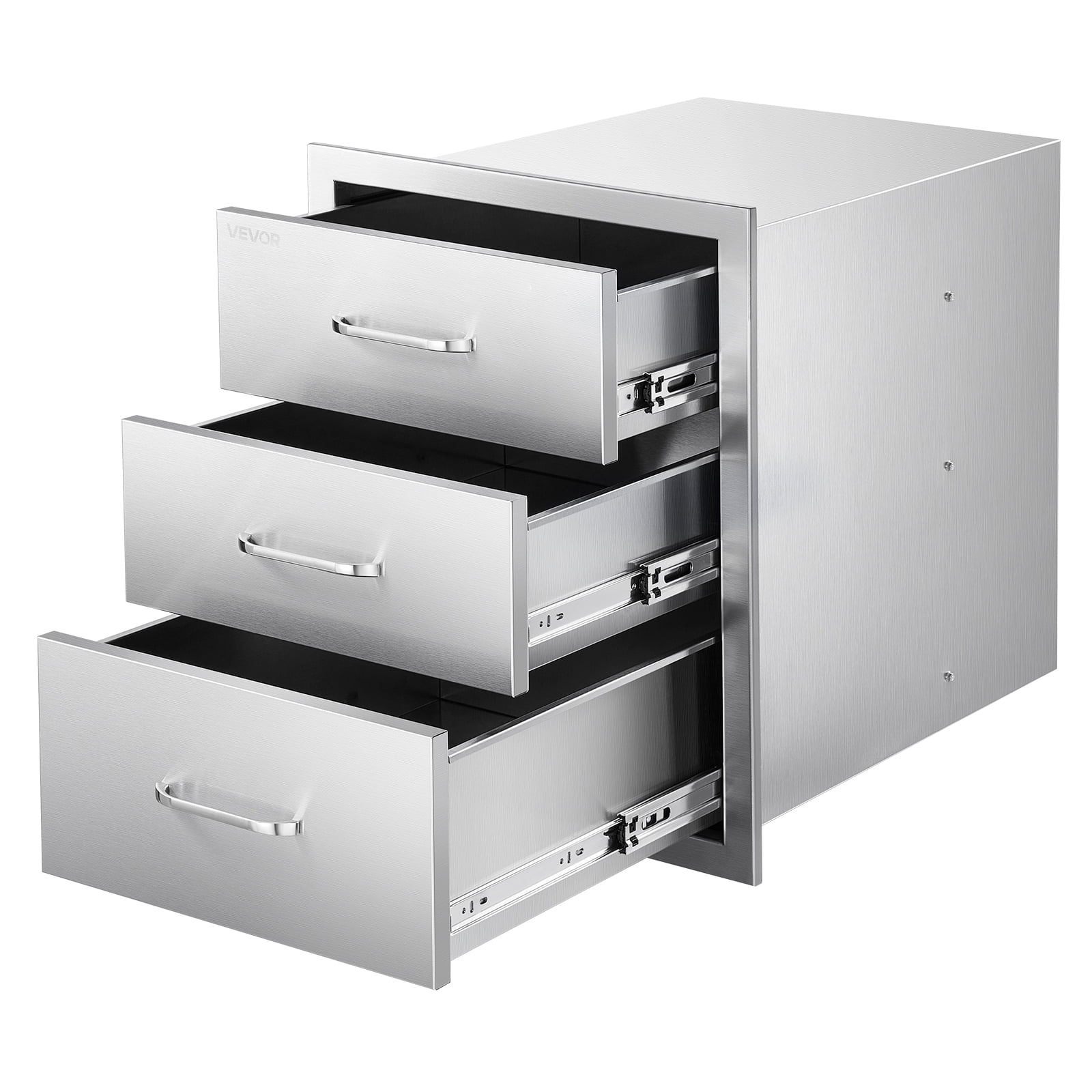 VEVOR Outdoor Kitchen Drawers 18.11"W x 23.23"D x 23.23"H, Triple-Access Stainless Steel BBQ Drawers with Handles, BBQ Island Drawer for Outdoor Kitchens or Barbeque Island Patio Grill Station