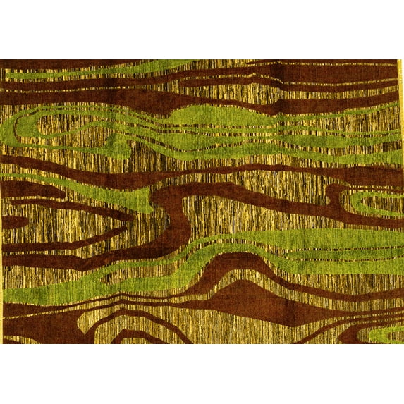 Ahgly Company Indoor Rectangle Abstract Yellow Modern Area Rugs, 7' x 10'