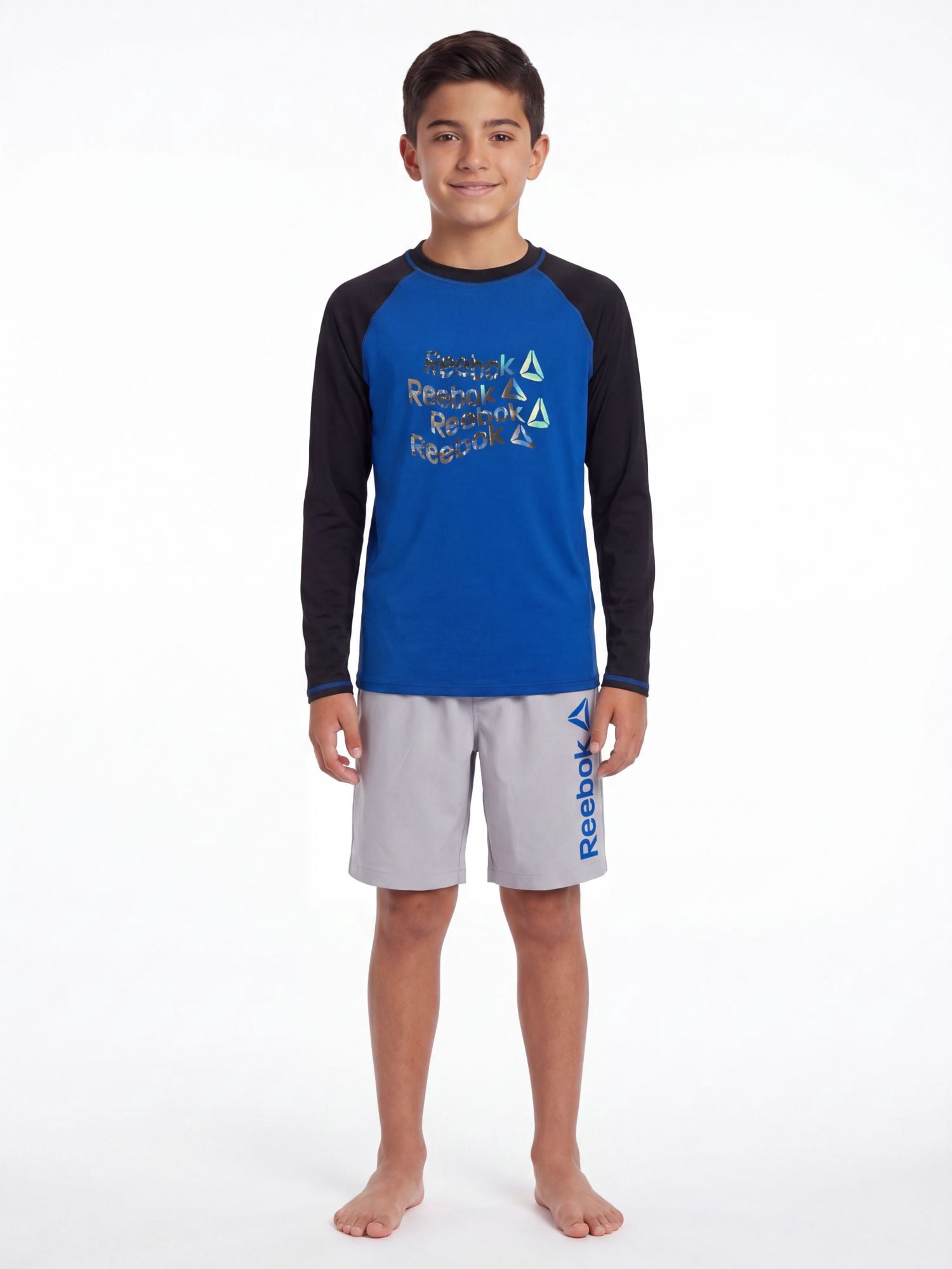 Reebok Boys Long Sleeve Rashguard with UPF 50+ Protection, Sizes 4-18