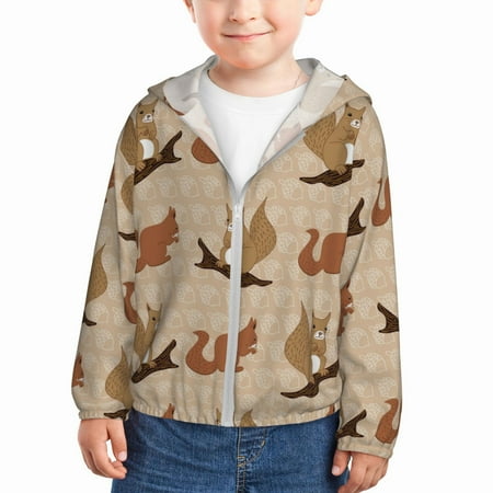 

Goofa Squirrel nut backgrounds Printed Kids Zip-Up Hoodie Girls Boys UPF50+ Sun Protection Jacket Hooded Cooling Shirt-18 Months