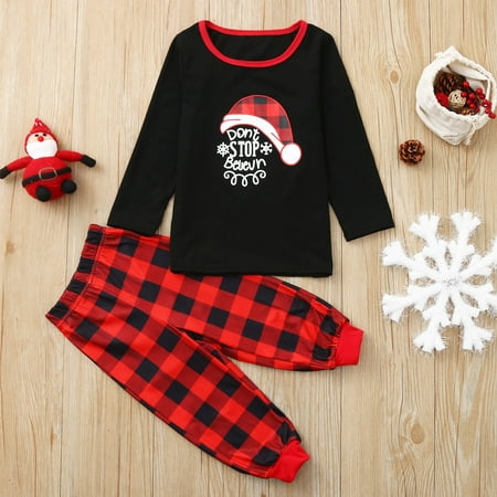 

Ruhiku GW Kids Boys Girl Plaid Tops Pants Family Pajamas Sleepwear Matching Christmas Sets