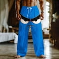 thumbnail image 1 of Ceisia Men's Fun Cartoon Annoyed Face Print Loose Casual Pants with Elastic Drawstring Waist Blue M Gifts, 1 of 3