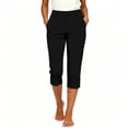 thumbnail image 2 of Fashion Yoga Pants for Women Stretch Pants Mid Straight Leg Cropped Trousers With Pockets Split Hem Casual Work Dress Pants M, 2 of 9