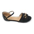 thumbnail image 2 of Victoria K Open Toe Gold Buckle Ballerina Flats (Women), 2 of 5