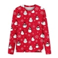 thumbnail image 4 of IROINNID Christmas Long Sleeve Shirts for Women Crewneck Holiday Shirt Printed Casual Loose Fit Pullover Classic Tops,Red, 4 of 5