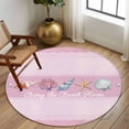 thumbnail image 2 of Round Rug 6Ft Washable Non-Slip, Pink Summer Coastal Circle Area Rugs for Living Room Bedroom, Modern Ocean Waves Starfish Shell Indoor Floor Mats Carpet Runner for Home Decor Aesthetic, 2 of 8