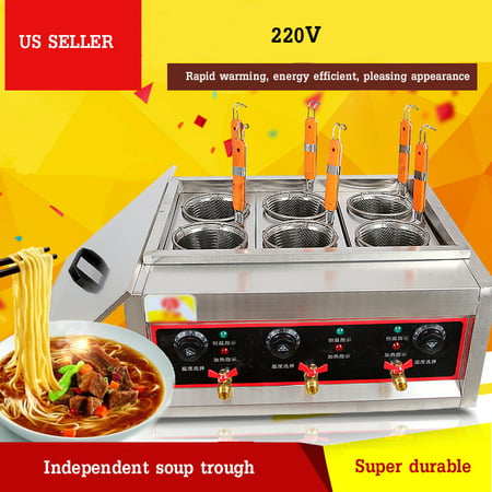 Interbuying Commercial 6 Holes Noodles Cooker Machine Electric Pasta  Pasta Maker 220V