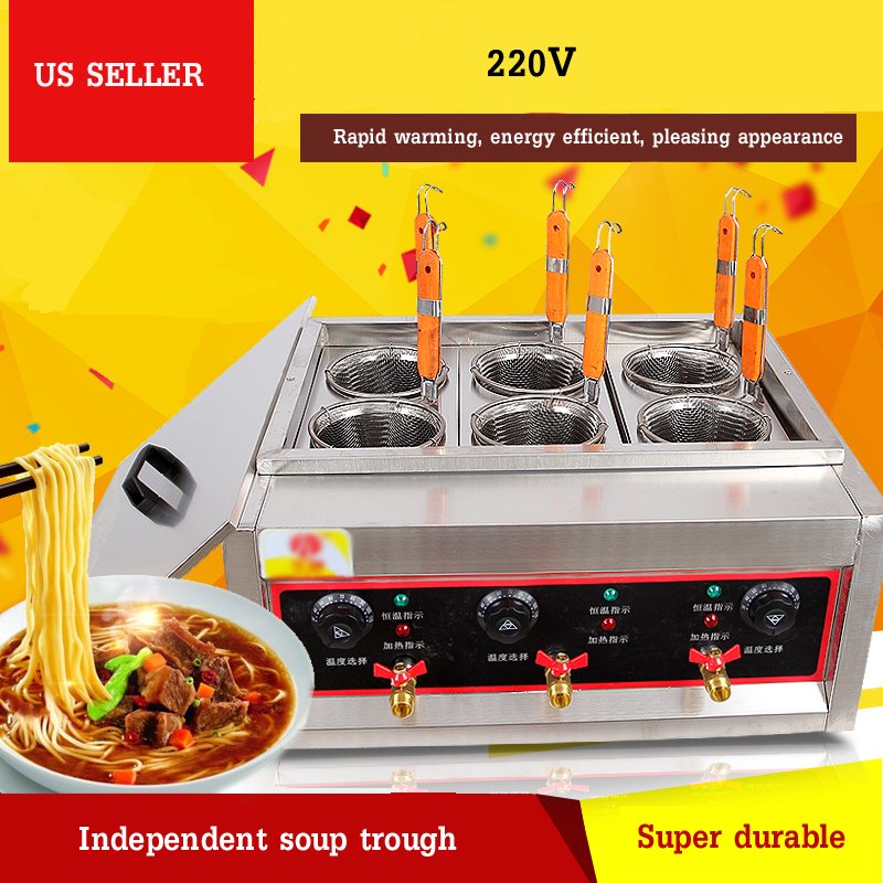 Interbuying Commercial 6 Holes Noodles Cooker Machine Electric Pasta
