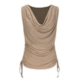 thumbnail image 4 of Xixinqiwan Womens Cotton Ribbed Tank Tops V Neck Sleeveless Slim Fit Ruched Casual Cami Crop Tops, 4 of 6