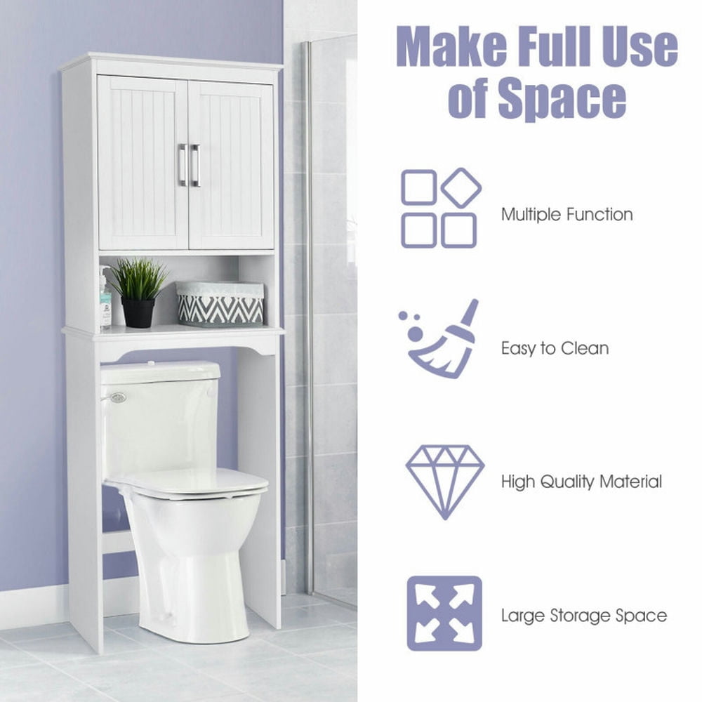 Finihen Toilet Storage Cabinet, Bathroom Cabinet Organizer, Over Toilet Space Saver Bathroom Organizer with Storage Cabinet, for Bathroom, White