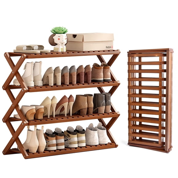 Zapatera Plegable, No Requiere instalación, Organizador Zapatos de instalación Libre de 4 Capas, zapatera Organizador,12-16 Pares de Zapatos,zapatera para Dormitorio, Puerta, Sala de Estar