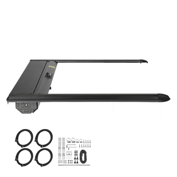 KFFKFF Retractable Hard Tonneau Cover, 5.5 ft with Integrated Drainage System for 2021-2024 Ford F-150 Crew Cab, Secure Design with Dual Locking Mechanism and T-Slot Compatibility