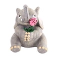 thumbnail image 1 of Estatua de elefante, escultura de resina, adorno de mesa, figura de boda para sala de estar Sosteniendo una flor9x13cm, 1 of 9