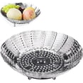 thumbnail image 1 of cestas vaporeras plegables para verduras con 4 patas de acero inoxidable de 14 a 23 cm de diámetro para cocinar verduras, alimentos o frutas., 1 of 5