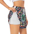 thumbnail image 1 of Balery Colorful With Blue Oriental Pantalones cortos deportivos para mujer con forro y dos bolsillos, elásticos, para entrenamiento, gimnasio, yoga-X-Large, 1 of 7