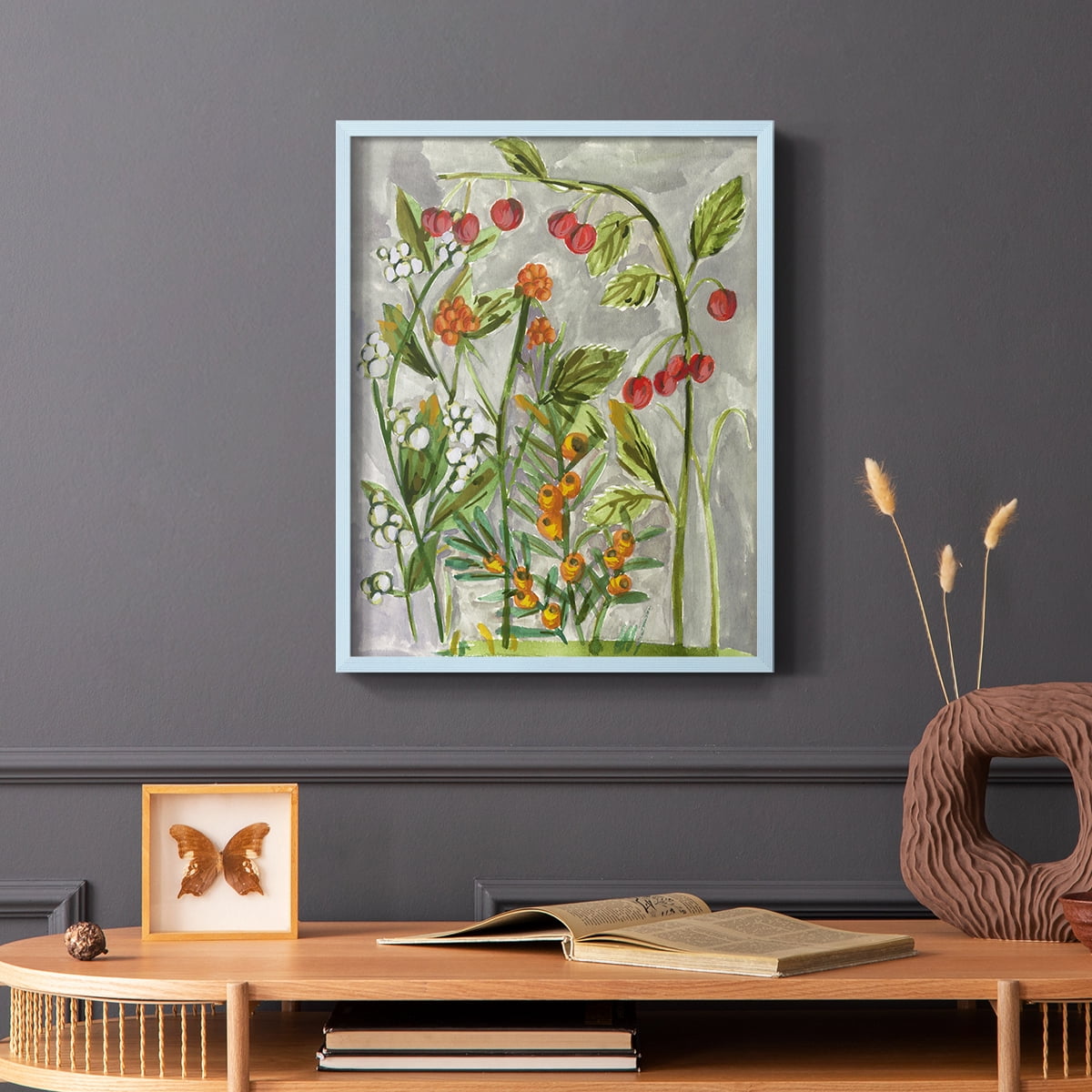 Dear Nature I Framed Print in Blue Solid Wood Framed Print No Nail Hanging