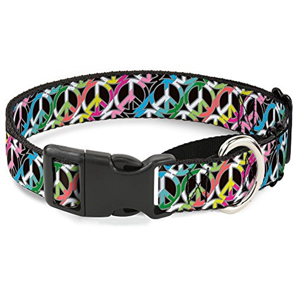 Buckle-Down Peace Black Multi Stripes Martingale Dog Collar