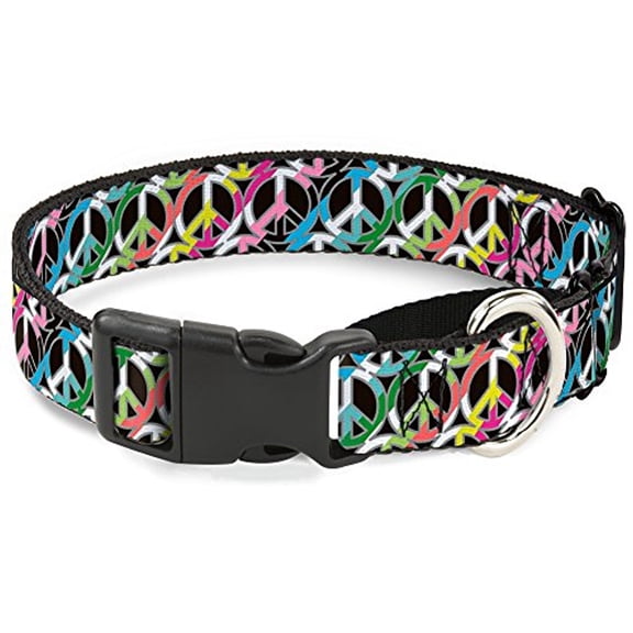 buckle-down peace black multi stripes martingale dog collar