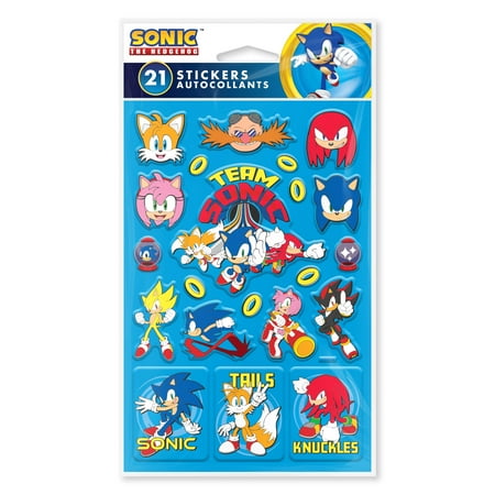 American Greetings SEGA Sonic the Hedgehog Dimensional Sticker Pack for Kids (21 Stickers, 1 Sheet)