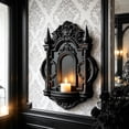 thumbnail image 5 of Gothic Candle Sconce, Black Plastic Medieval Floating Shelf Decorative Farmhouse Wall Candle Holder, Cathedral Arch Frame for Statue, Halloween, Fireplace Decor (B), 5 of 6