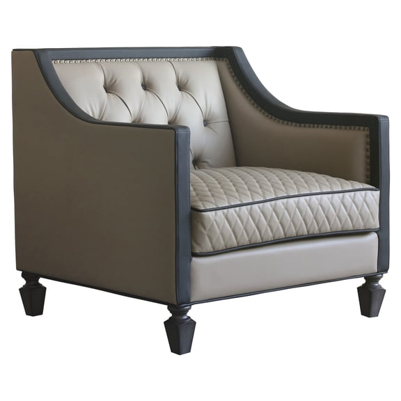 ACME House Beatrice Accent Chair with Nailheads in Tan and Charcoal