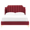 thumbnail image 5 of Modway Daniella Performance Velvet Queen Platform Bed in Maroon, 5 of 8