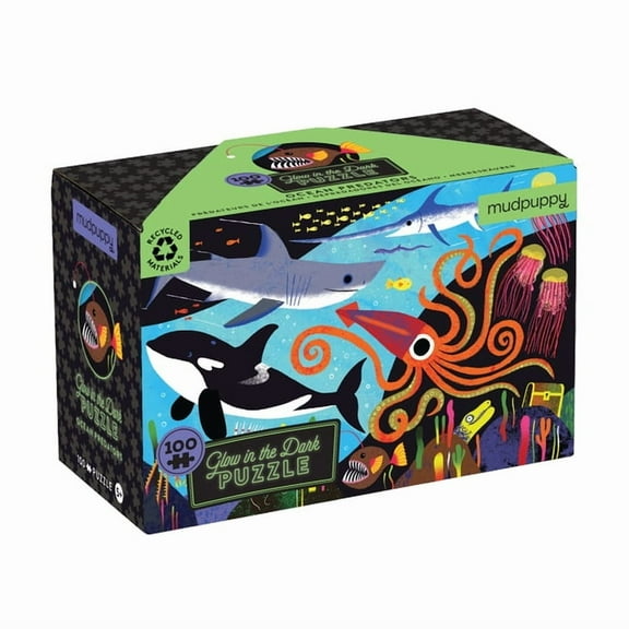Mudpuppy Ocean Predators 100 Piece Glow in The Dark Puzzle